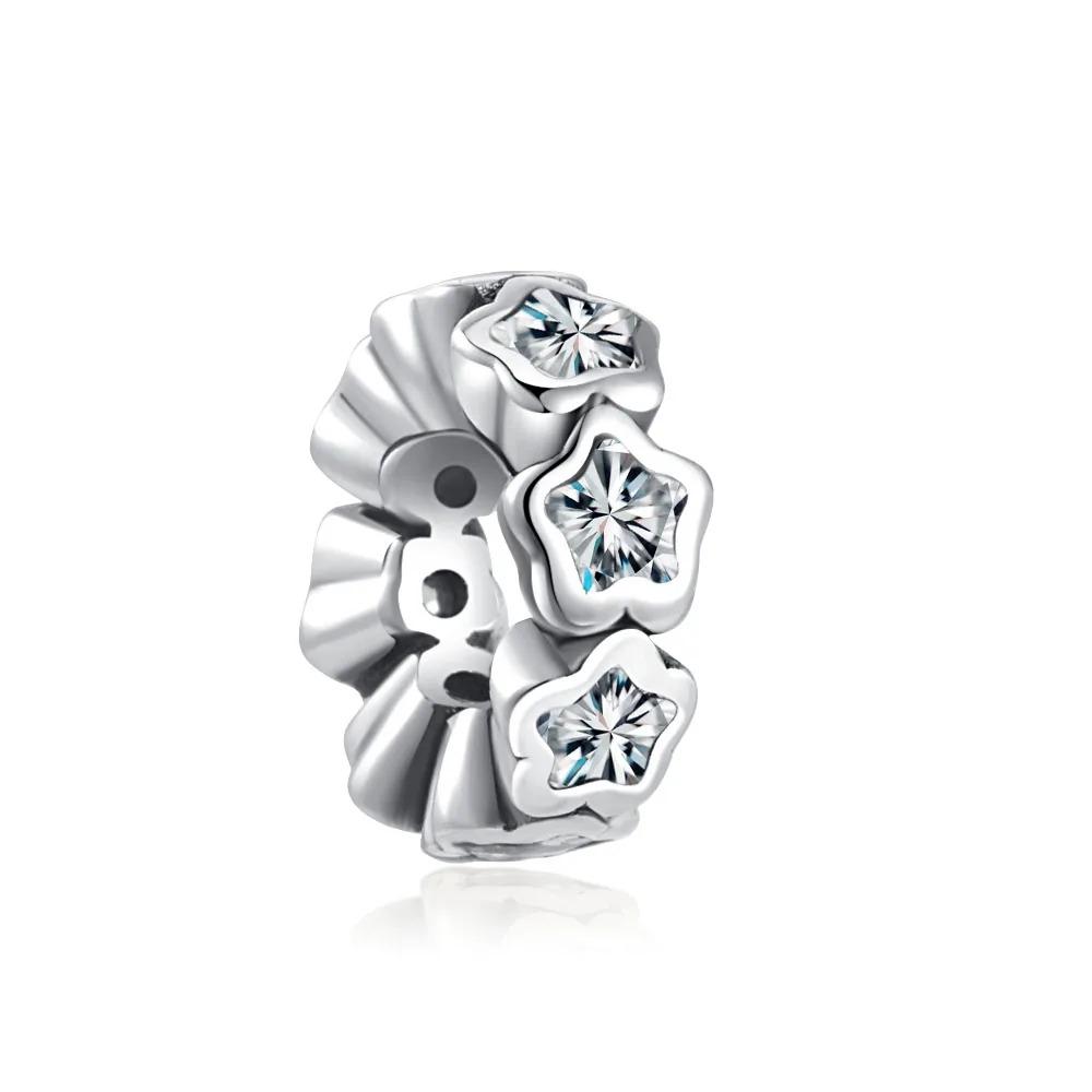 New 925 Silver Heart Spacer Beads for DIY Bracelet Fashion Jewelry Women Accessories Openwork Charm