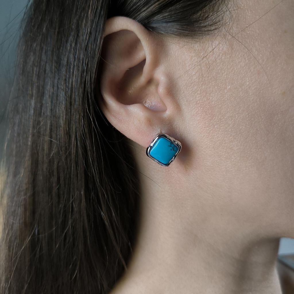 Silver Earrings with Turquoise (60002227)