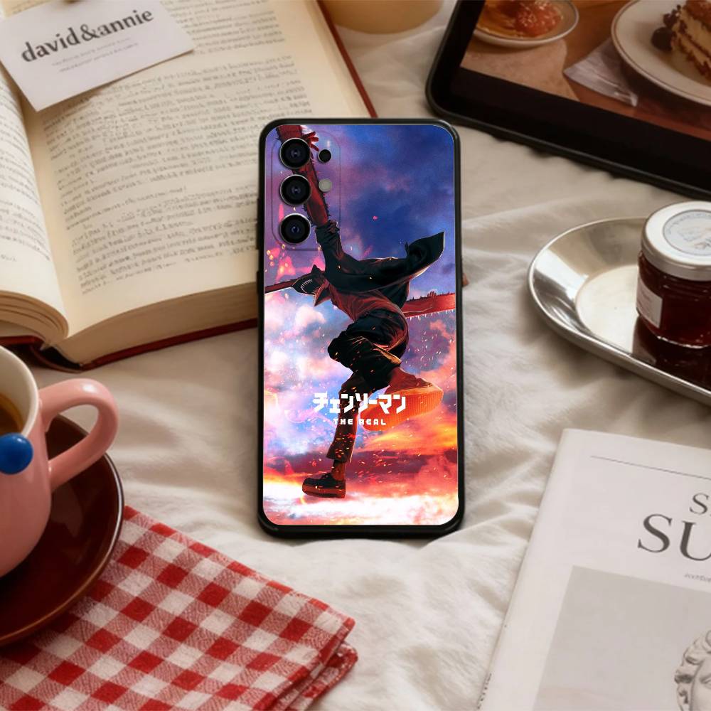 Чехол для телефона C-Chain-saw Man Reze для Samsung S 25,24,23,22,30,21,10,9,Ultra,Plus,Lite,FE,4,5 G Мягкий Черный Чехол
