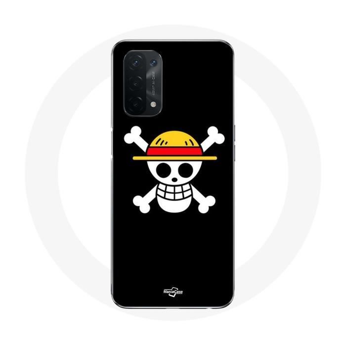 Coque - MANIACASE - Oppo A74 - One Piece Manga Tete de Mort - Souple - Noir