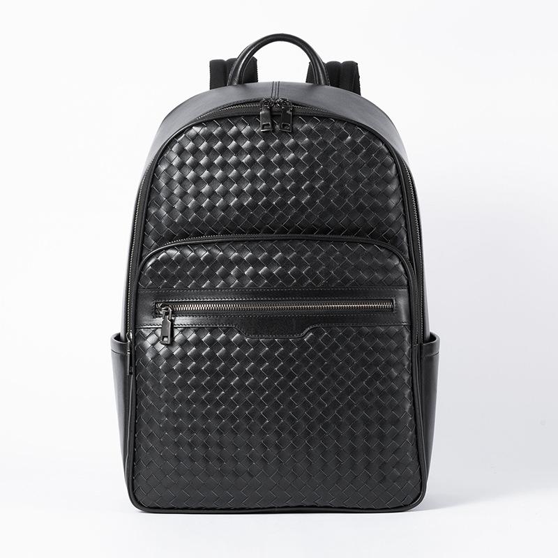 Рюкзак мужской из натуральной кожи, плетеный, модный, многофункциональный, деловой, компьютерный рюкзак, сумка