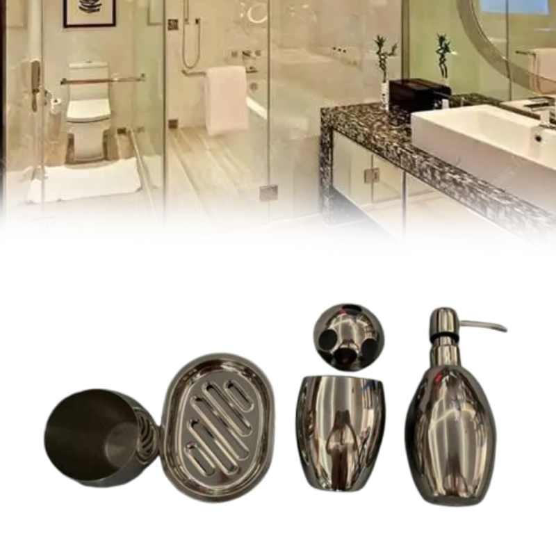 Stainless Steel Bathroom Set Storage Lotion Bottle Washbasin Cup Tool Durable