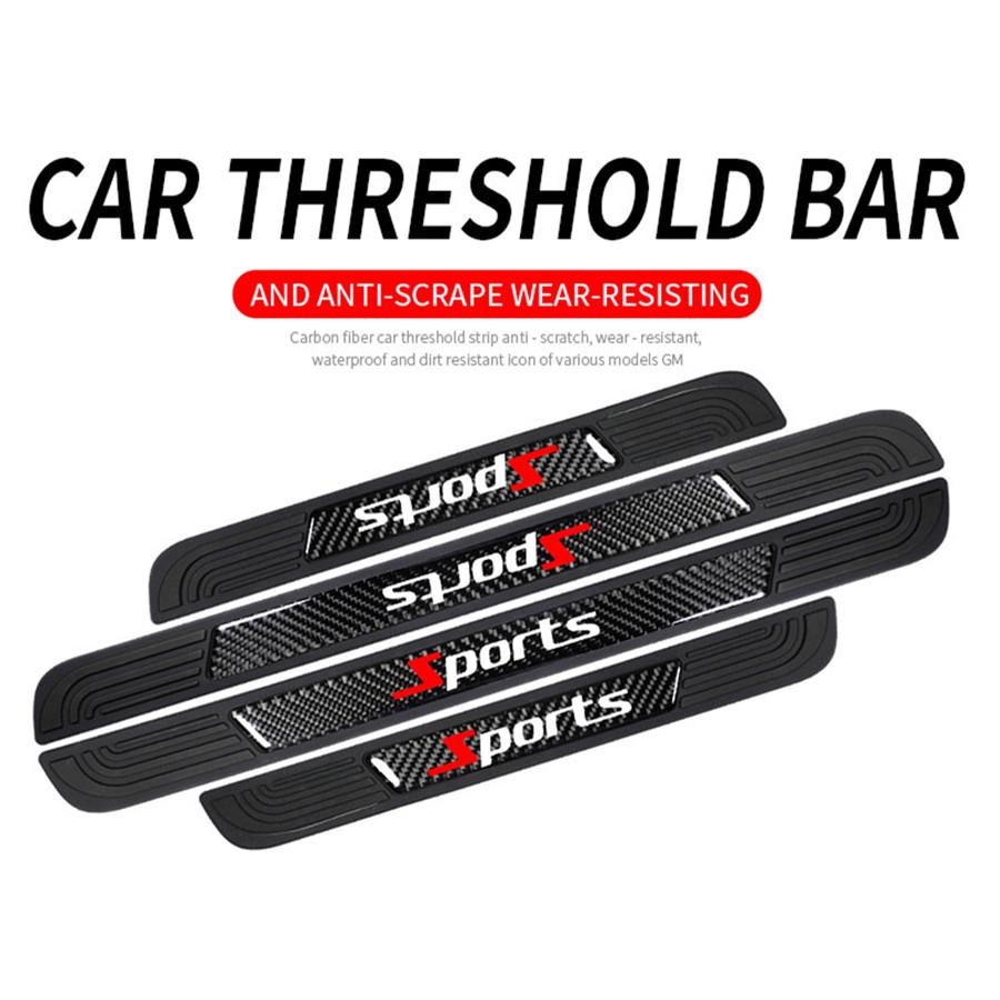 4 шт. Накладки на пороги дверей спортивного автомобиля, накладка из углеродного волокна, резиновая накладка, защита от царапин