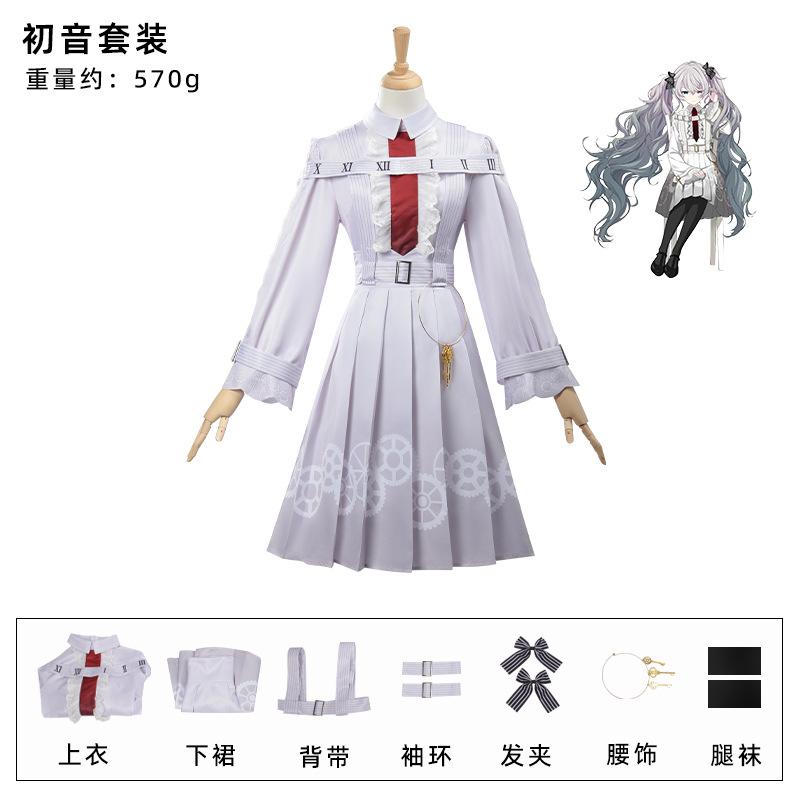 Project Sekai Nightcord At 25 Певица Белая Микуу Косплей Костюм Парик Женский Платье Лолиты Японская Униформа Наряды для Хэллоуин Вечеринки