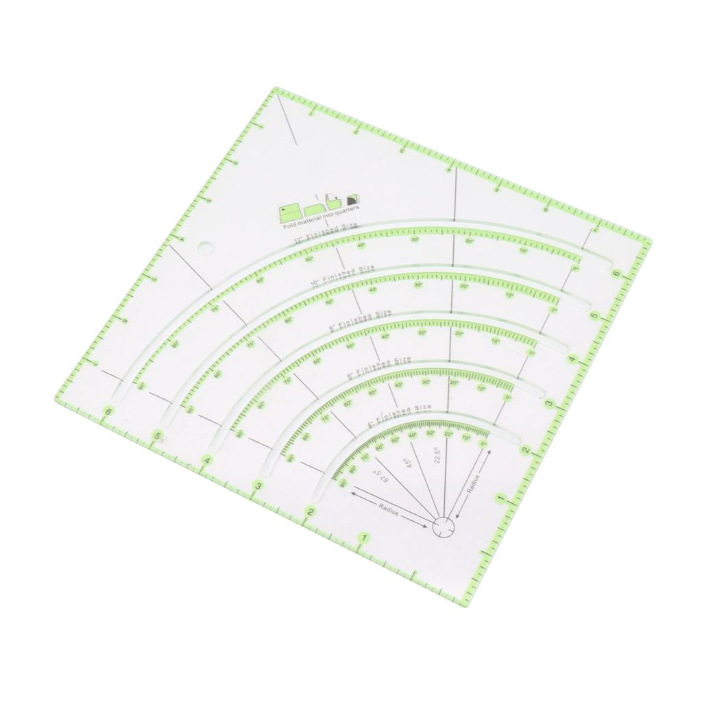 8 Inch Acrylic Quilting Ruler Multifunctional Clear Arcs Fans Quilt Circle Cutter Ruler for