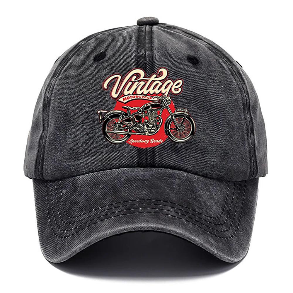 Classic Vintage MotorcycleThemed Baseball Cap Breathable Fishing Dad Hat Available in Multiple Colors Adjustable Suitable