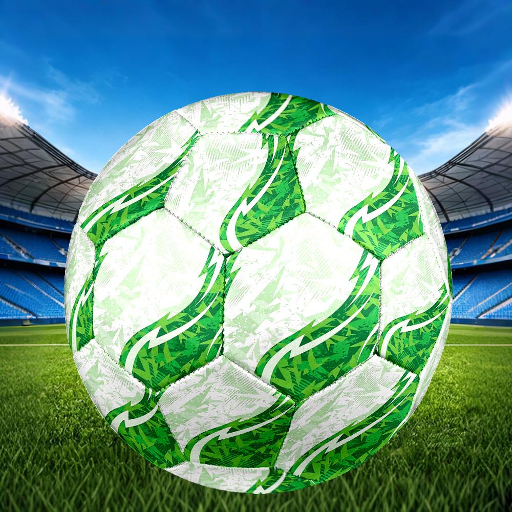 1pc Green Abstract Wave Theme Soccer Ball Football, Size 5, Lightweight PVC, Outdoor Training Soccer Ball,Gift j60428