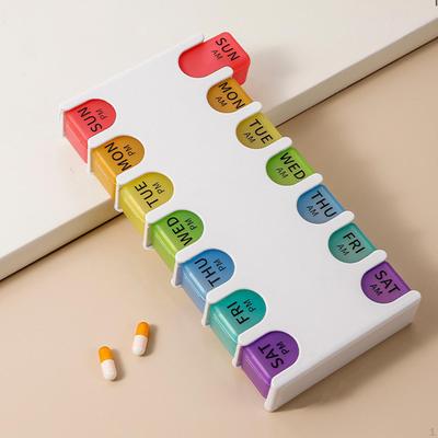 Органайзер для таблеток Съемный Пыленепроницаемый Портативный 14 ячеек Модный Контейнер-кейс для