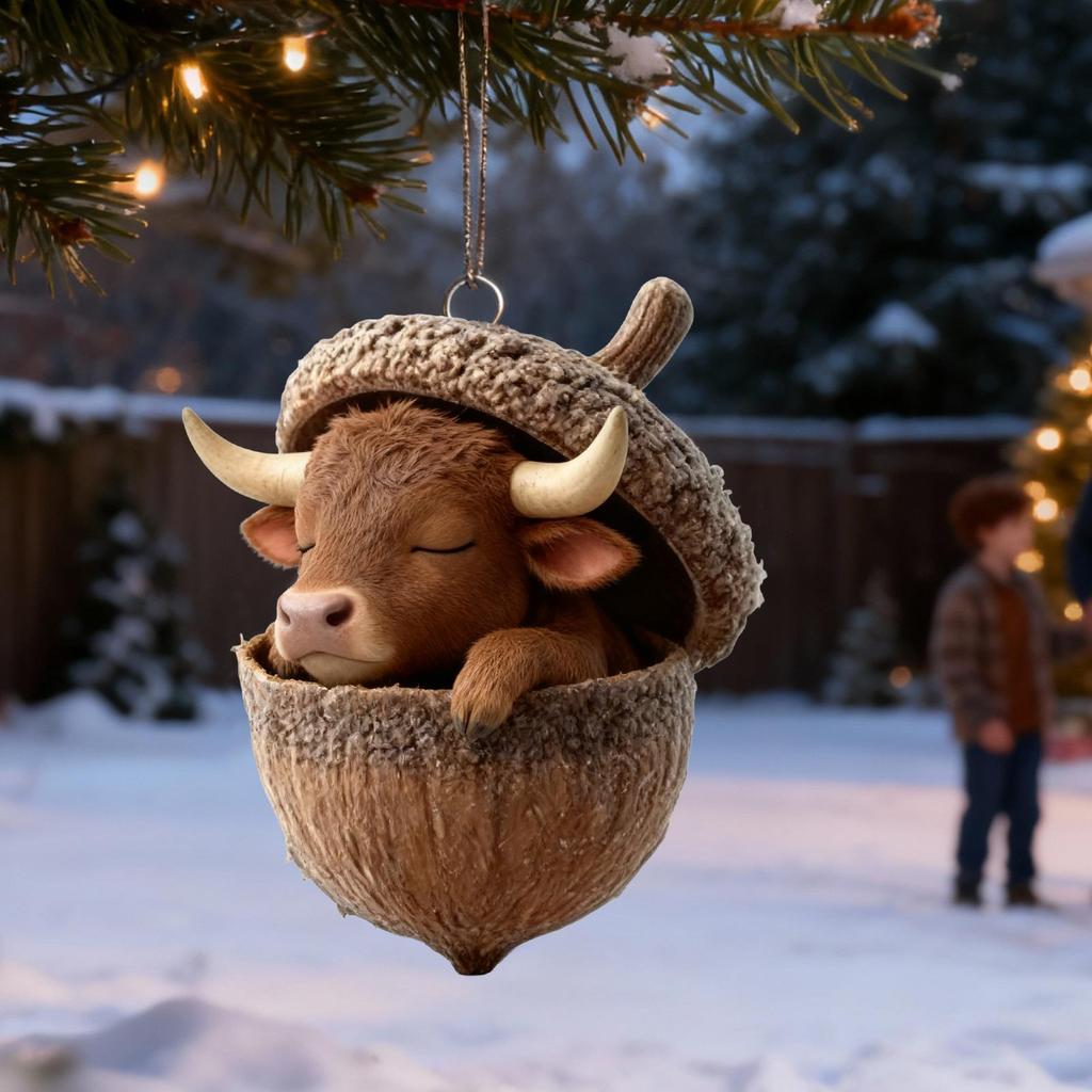 2D Animal Christmas Ornaments Cute Christmas Tree Acrylic Pendant Animal Hedgehog Bunny Wildlife Ornaments 2025 Xmas Navidad