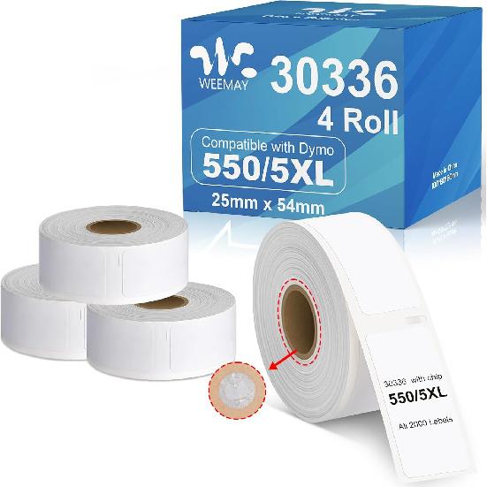 Weemay 30336 FNSKU Barcode Labels, Compatible for DYMO LabelWriter 5XL 550 550 Turbo 4XL 450 Wireless 450 Duo, 1" x 2-1/8", 25mm x 54mm Label with