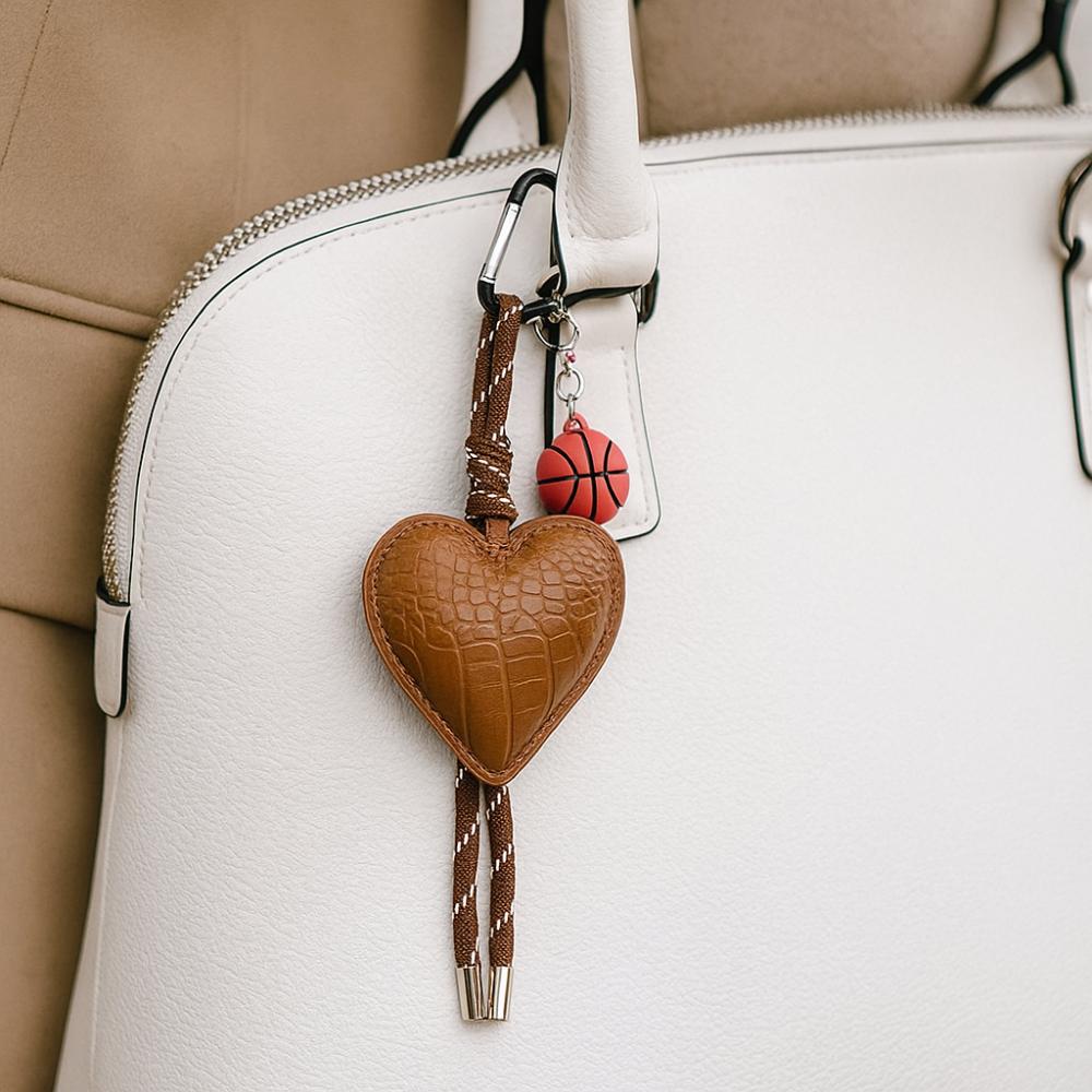 Basketball Leather Heart Keychain PU Love Football Bag Charm Children Girl