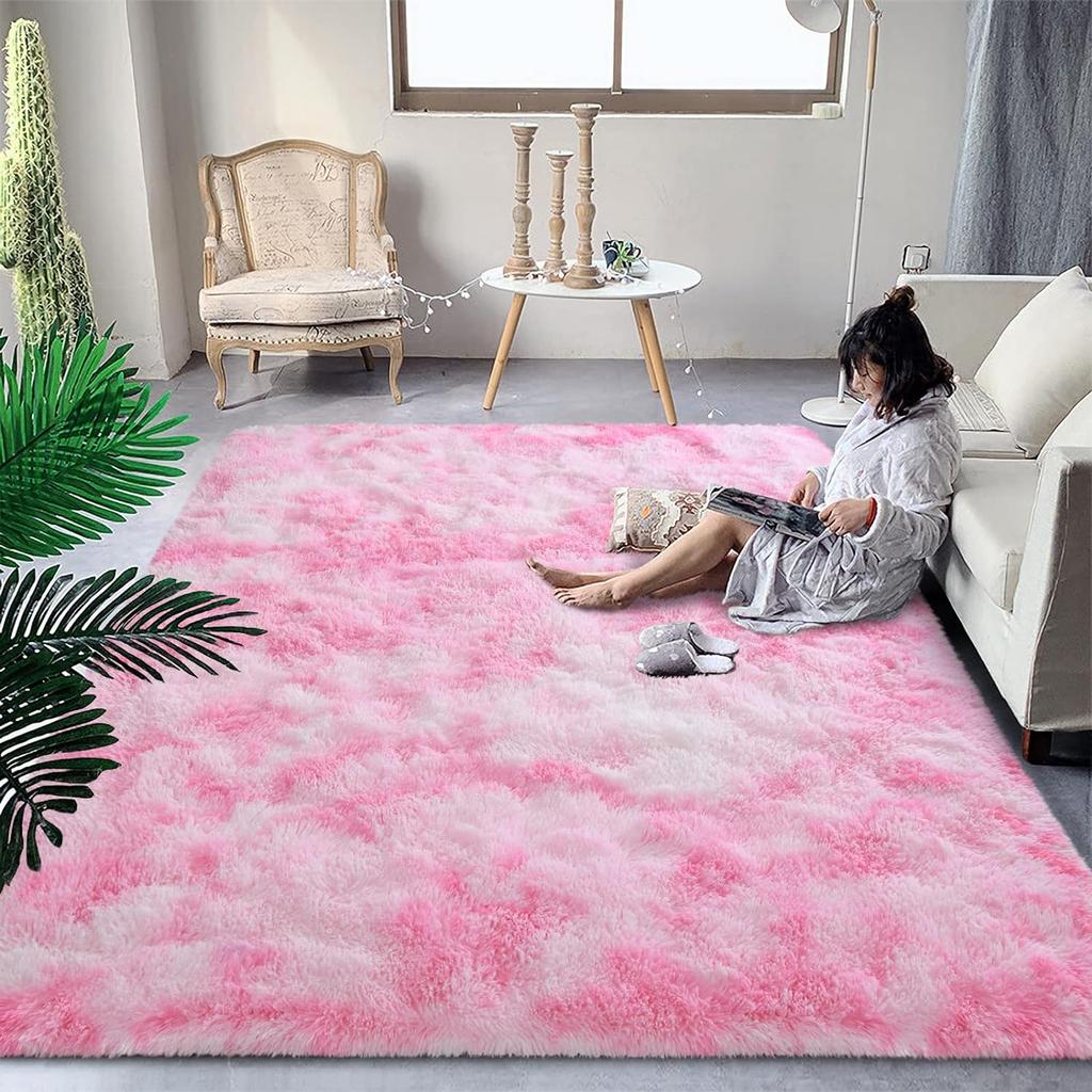NOAHAS Soft Fluffy Rainbow Rugs for Girls Bedroom Shaggy Kids Playroom Home Decor Mat Colorful Plush Nursery Cute Fuzzy Carpet