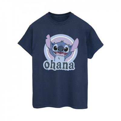 Женская/женская хлопковая футболка бойфренда Lilo And Stitch Ohana Circle