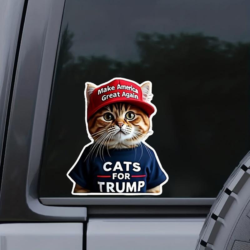 1 шт. Мультяшный кот для Трампа Автомобильные наклейки Водонепроницаемые для окна Багажник Ноутбук Виниловые наклейки Защита от царапин Смешное украшение для автомобиля
