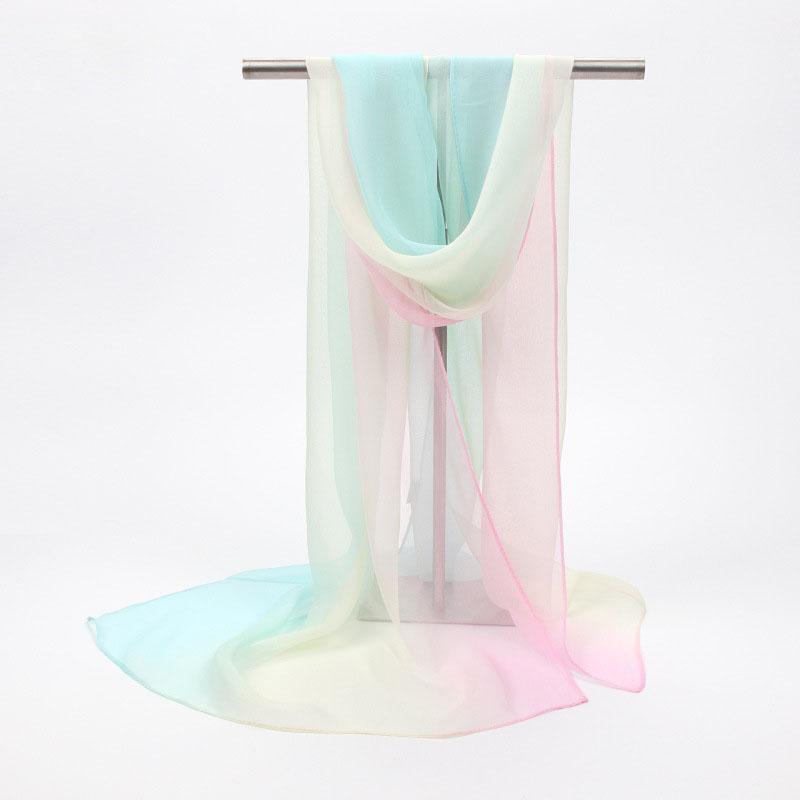 Silk Scarf For Women In Summer Fashionable Shawl Thin And Versatile Spring And Autumn Sand Scarf Long Chiffon Small Strip Scarf