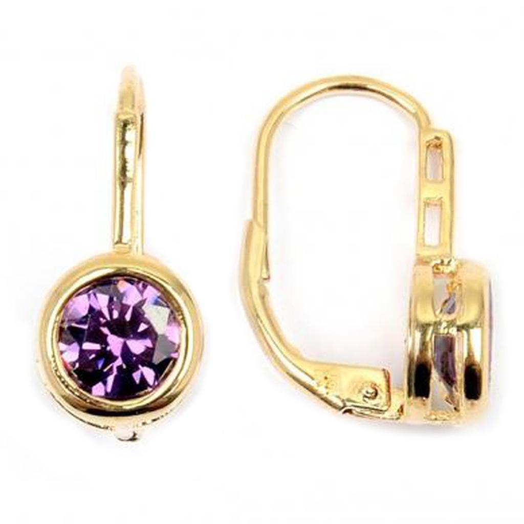 Les Trésors De Lily [L3036] - Gold Plated 'Essential' Golden Purple Sleepers - 9 Mm