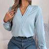 Женская блузка с длинным рукавом и V-образным вырезом, шифоновый топ, однотонная футболка, уличная одежда, женская футболка