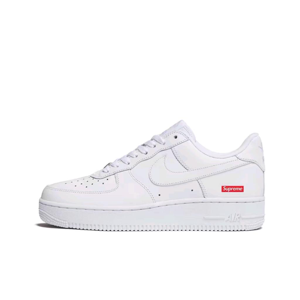 Supreme x Nike Air Force 1 Slip Resistant Abrasion Resistant Low top Skateboard Shoes Unisex White Red CU9225-100(Team619-SUP)