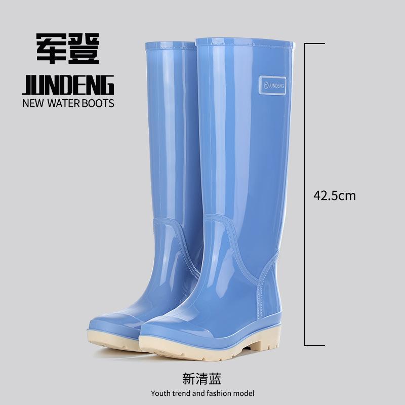 Модные очень высокие дождевые ботинки женские водонепроницаемые и нескользящие водные ботинки флисовые резиновые сапоги уличные водные ботинки взрослая резиновая обувь