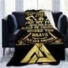 Norse Mythology Viking Blanket Odin Rune Nordic Decorative Flannel Blanket