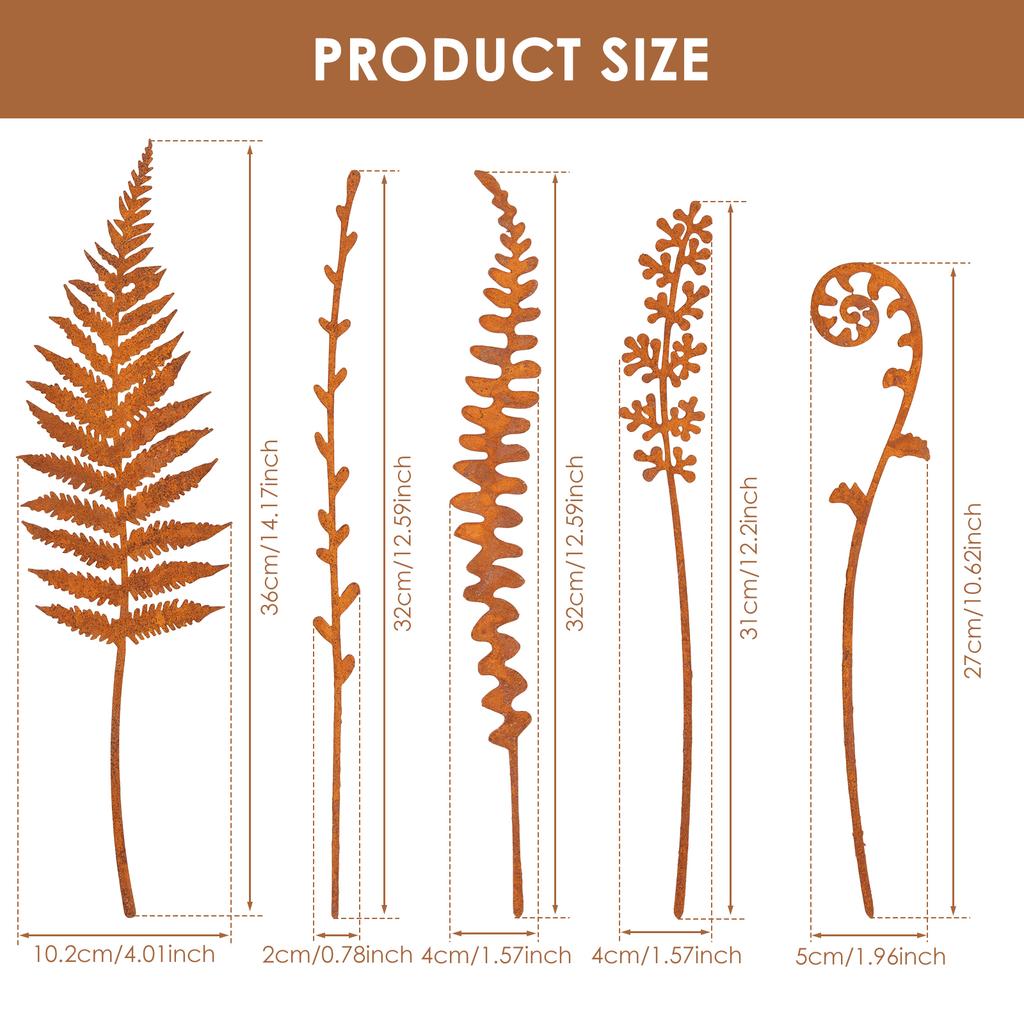 5Pcs Metal Garden Decorative Outdoor Vintage Style Garden Stake for Yard Art Lawn Porch Pathway Decorations Accessories