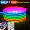 WS2811 Светодиодная лента Неоновая Круглая Dream Color 24В 120 светодиодов/м Управление через Tuya WiFi Bluetooth Неоновый Шнур Водонепроницаемый Праздничный Декор
