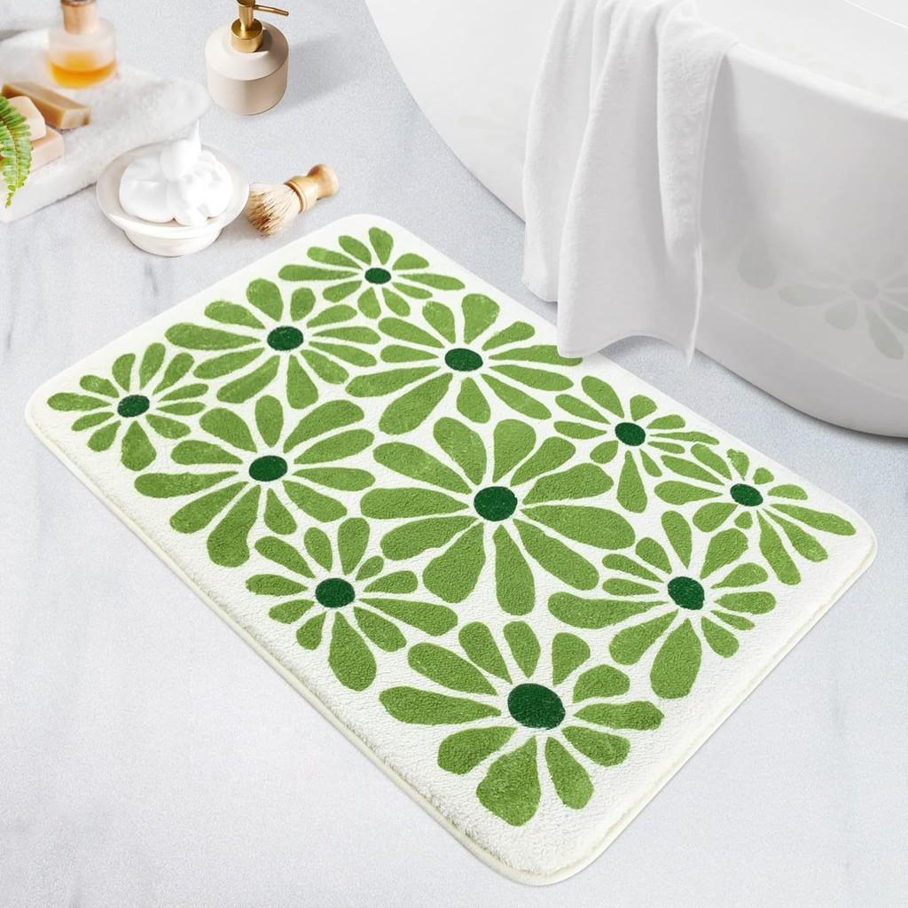 Sweet Flower Pattern Plush Absorbent Floor Mat Carpet For Home