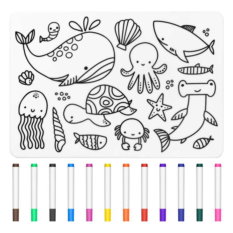 Персонализированные цветные силиконовые детские салфетки с рисунком из мультфильмов, многоразовые коврики для рисования каракулей, детские вещи