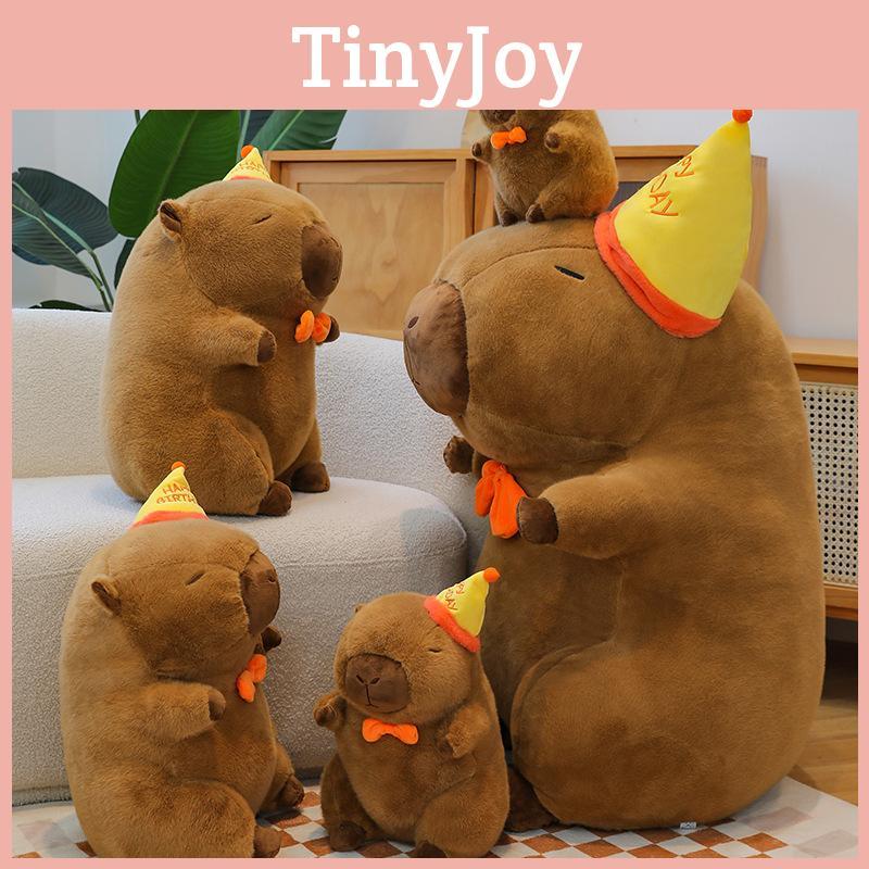 Capybara Birthday Cap Plush Toy Cute Animal Doll Room Decoration Holiday Gift