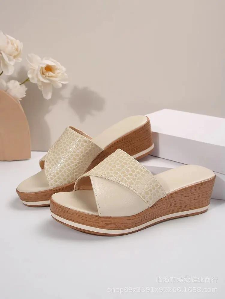 Модные женские сандалии на танкетке из пеньки Sandalias Mujer Босоножки на платформе Летняя обувь на танкетке для женщин Летняя обувь Женские тапочки