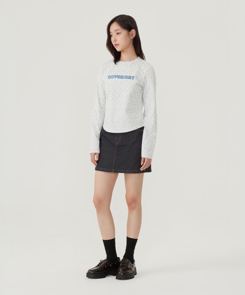 Covernat Woman Denim Mini Skirt Indigo