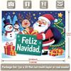 1 piece of Spanish Merry Christmas Feliz Navidad banner - Santa Claus, Snowman - Green and Red holiday decorations