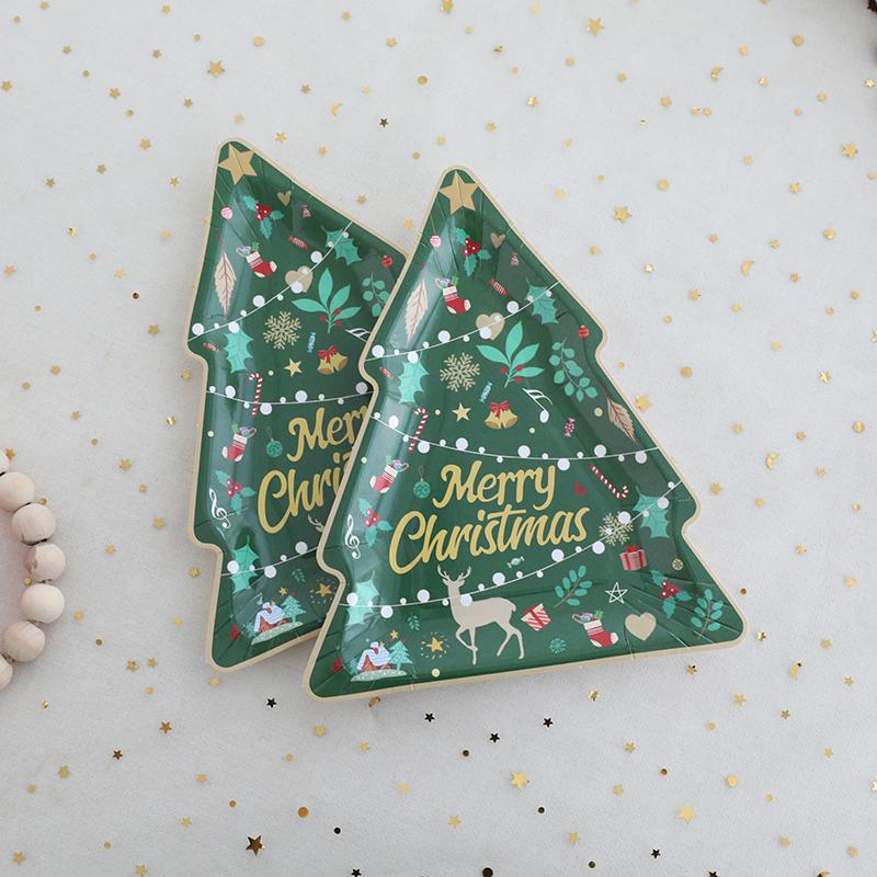 10pcs Cartoon Christmas Plate and Tableware Christmas Party Decoration Christmas Alien Plate