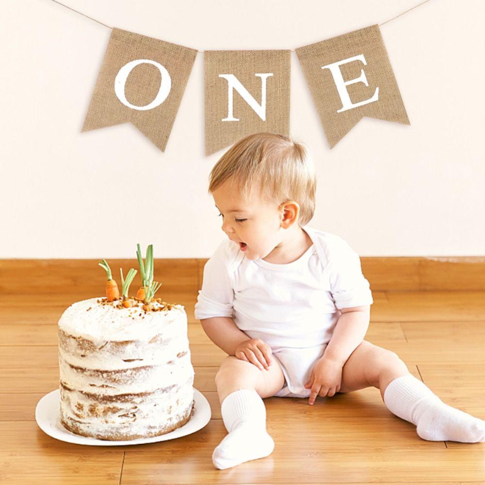 Festive Chair Flag Banner Paper Baby First Party Decoration Burlap ONE Garland  Baby First Birthday