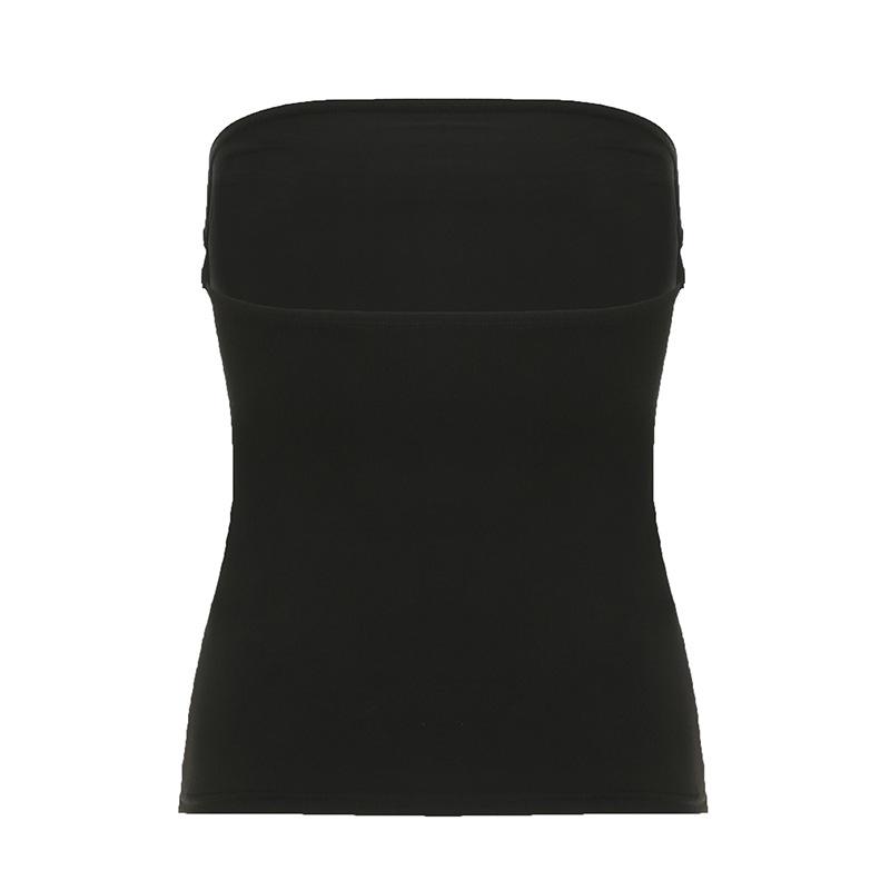 Готический принт Черный топ-труба Женский Без бретелек Облегающий Укороченные топы Летний Повседневный Шикарный Графические футболки y2k Уличная одежда Жилет Базовый