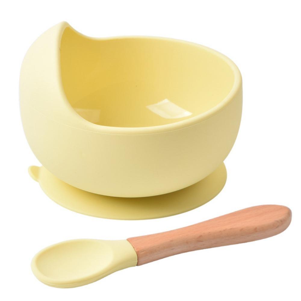 Supply Suctive Bamboo Spoon Toddler Bowl Children Dishes Silicone Dinnerware Food Grade Silicone