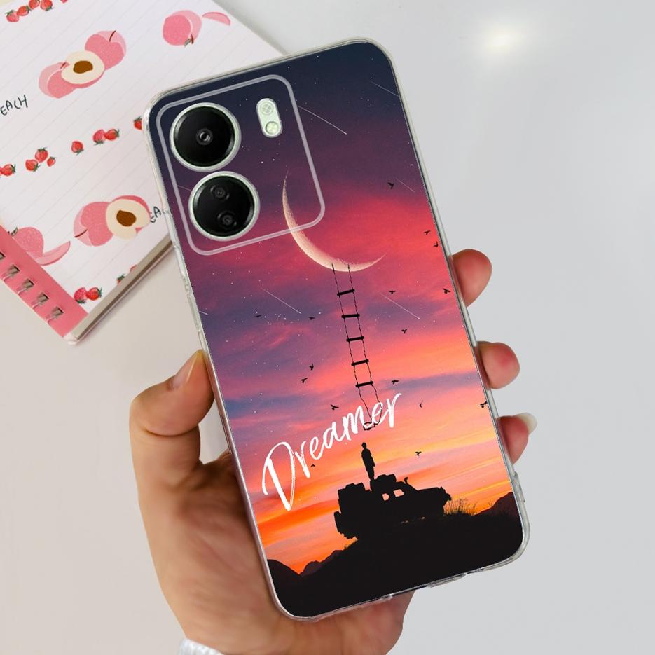Чехол для Xiaomi Poco C65 Милый Кот Бабочка Мягкий ТПУ Чехол для Телефона Для Xiaomi Redmi 13C Redmi13C PocoC65 Fundas 6.74'' Бампер