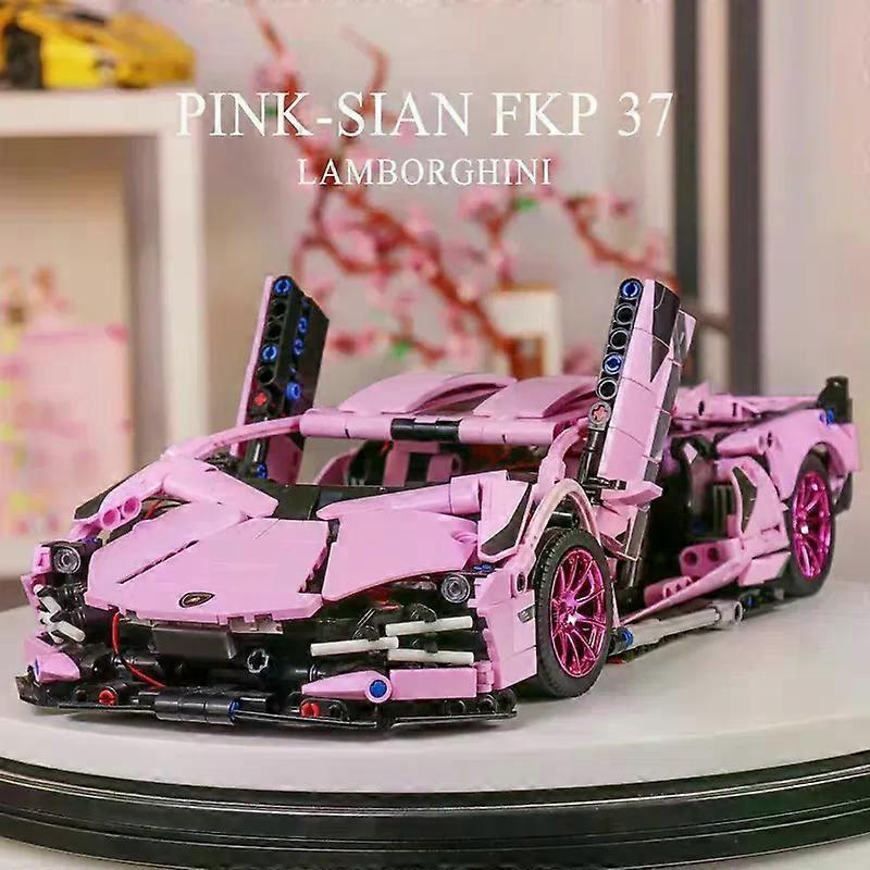 1280 шт. Розовый Сакура Спортивный автомобиль Строительные блоки Модель Город Гоночный автомобиль Серия Сборные кирпичи Игрушка для детей Рождественские подарки