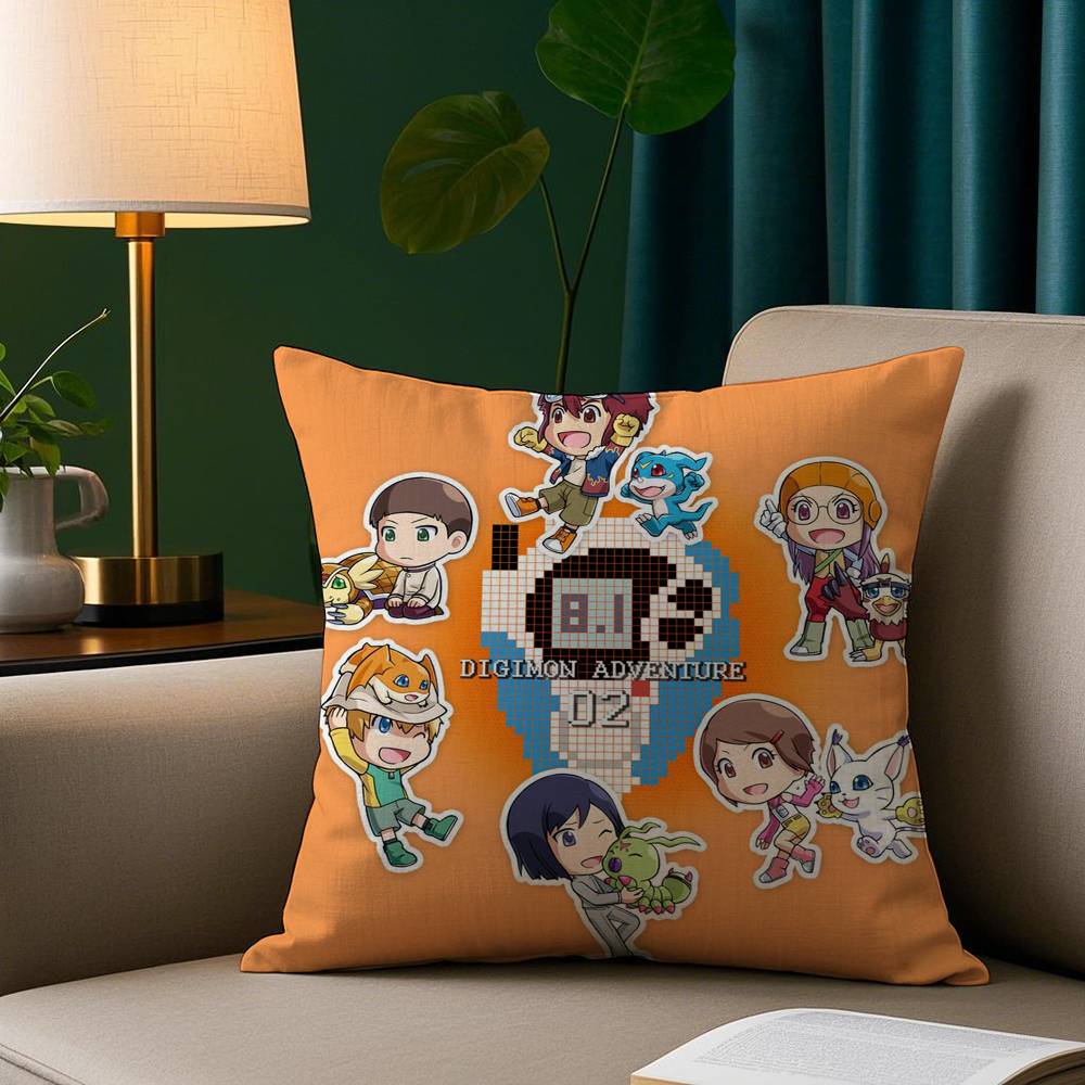 Милая наволочка D-Digimon Adventure, короткий плюш с принтом, наволочки для квадратных декоративных подушек, диван, домашний декор