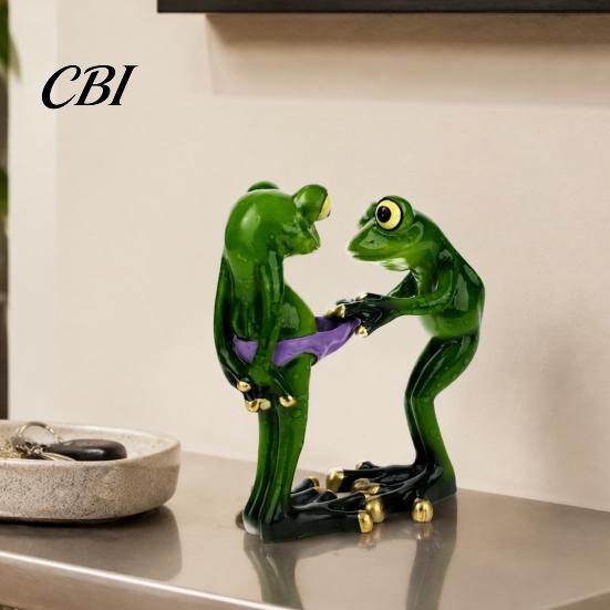 Cute Animal Figurines for Living Room Funny Frog Figurine, Creative Resin Statue, Novelty Sculpture Ornament Whimsical Tabletop Decorations