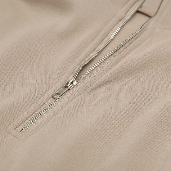 Women Fall Winter Sweatshirt Lapel Zipper Half Placket Long Sleeve Front Pocket Pullover Tops Solid Color Loose Fit Sport Sweatshirt