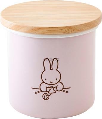 Fuji Enamel Miffy Пастельный контейнер для хранения Банка Деревянная крышка с прокладкой 9см Розовый Подарок Miffy Эмаль