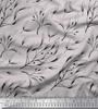 Gray Poly Crepe Fabric Blueberry Leaves Print Fabric by Metre 42 Inch