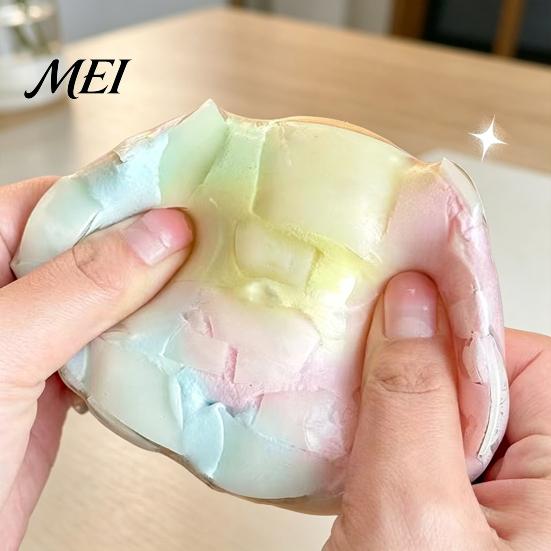 Anxiety Relief Toy Wax Cracking Ball Squeeze Toy, Rainbow Gradient Stress Fidget Portable Crispy with Protective Cover, Party Favors