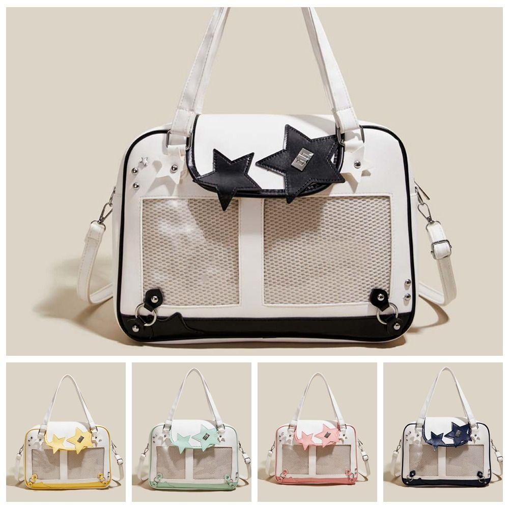 PU Leather Goth Transparent Pocket PVC Y2K Anime Display Bag Shoulder Ita Bag Daily
