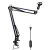 Microphone Stand Boom Arm with RGB Lighting 28 RGB LED Beads 4 Lighting Control Modes Adjustable