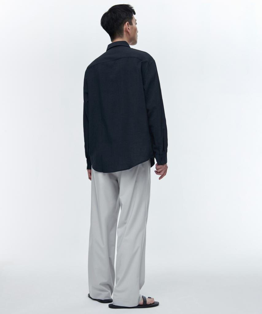 MUSINSA STANDARD [Cooltandard] One-Pleat Wide Elastic Waist Slacks [Light Gray]