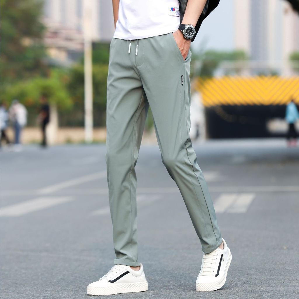 2024 Весна/Лето Новые Повседневные Брюки Ice Silk Тонкие Свободные Прямые Брюки Спортивные Брюки Мужские
