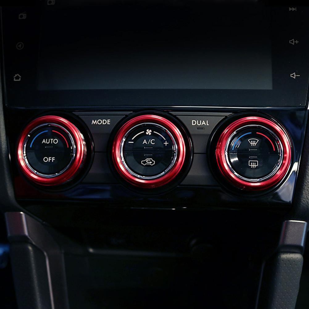 3Pcs/Set Car Styling AC Adjustment Knob Decorative Ring For Subaru Forester Impreza XV Crosstrek WRX Levorg Auto Accessories