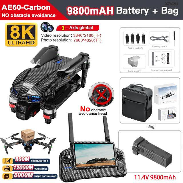 AE60 GPS Drone Professional 8K Camera 3-axis Gimbal 20km Digital Image Transmission Obstacle avoidance Brushless RC Quadcopter